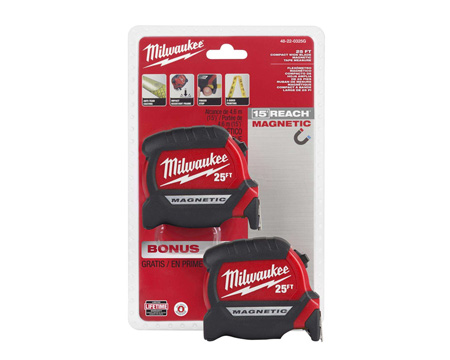 Milwaukee® Magnetic 25 ft. x 1 in. Compact Wide Tape Measure - 2 Pack