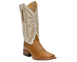 Justin Men's Pascoe Smooth Ostrich Western Boots - Antique Saddle