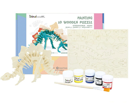 Hands Craft® 3D Wooden Puzzle & Paint Kit - Stegosaurus