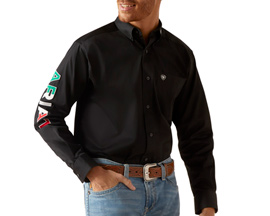 Ariat® Men's Team Logo Twill Classic Fit Long Sleeve Button Shirt - Black Mexico