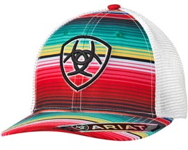 Ariat® Men's Mesh Adjustable Hat with Logo - Bright Serape Stripe