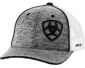 Ariat® Youth's Mesh Adjustable Hat with Offset Logo - Heather Gray / Black