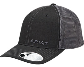 Ariat® Men's Mesh Flexfit Hat with Offset Text Logo - Black