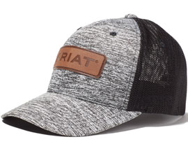 Ariat® Men's Mesh Flexfit Hat with Box Logo - Heather Gray / Black