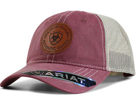 Ariat® Women's Mesh Adjustable Hat with Shield Logo Patch - Pink Denim / Cream