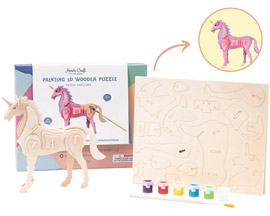 Hands Craft® 3D Wooden Puzzle & Paint Kit - Unicorn