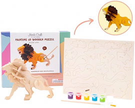 Hands Craft® 3D Wooden Puzzle & Paint Kit - Lion