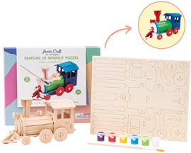 Hands Craft® 3D Wooden Puzzle & Paint Kit - Locomotive