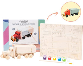 Hands Craft® 3D Wooden Puzzle & Paint Kit - Truck