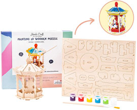 Hands Craft® 3D Wooden Puzzle & Paint Kit - Carrousel