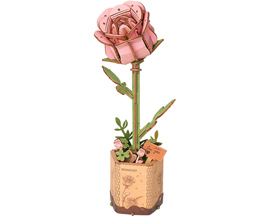 Rowood® Wooden Bloom Craft Flower Puzzle - Pink Rose