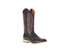 HORSE POWER BLACK SMOOTH OSTRICH BOOT WITH WINE PULL UP
