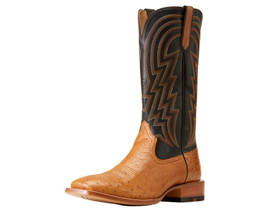 Ariat Men's Haywire Cowboy Boot in Antique Tan Smooth Quill Ostrich