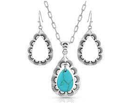 Montana Silversmiths® Jewelry Set Roadrunner Scalloped - Turquoise
