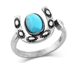 Montana Silversmiths® Within Luck Turquoise Horseshoe Ring