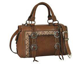 Trenditions® Justin Ostrich Satchel Purse With Hair-On Concho