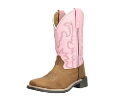 Smoky Mountain Youth Addison Vintage Brown Pink Western Boots