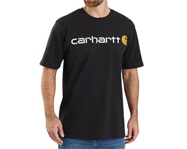 Carhartt Men's Black Loose Fit Heavyweight Short-Sleeve Logo T-Shirt