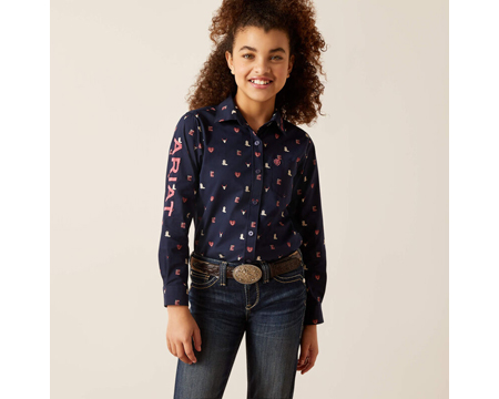 Ariat Girls Team Kirby Shirt in Western Love