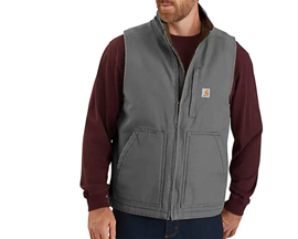 Carhartt Men's Loose Fit Washed Duck Sherpa-Lined Mock-Neck Vest