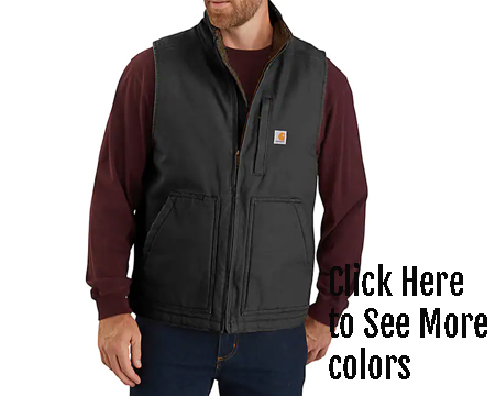 Carhartt Men's Loose Fit Washed Duck Sherpa-Lined Mock-Neck Vest