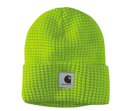 Carhartt Waffle Knit Reflective Patch Beanie in Bright Lime