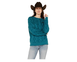 Cinch® Women's Aztec Print Pullover Sweater - Teal