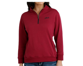 Cinch Women's Burgundy Quarter Zip Fleece Pullover