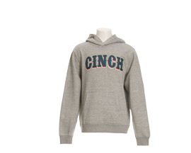 Cinch Boy's Grey Embroidery Logo Front Long Sleeve Hoodie