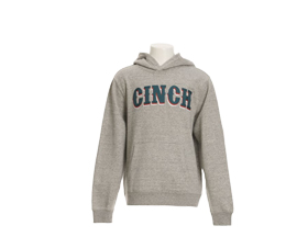 Cinch Boy's Grey Embroidery Logo Front Long Sleeve Hoodie