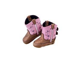 Old West Infants  Pink & Tan Embroidered Cowboy Boot 
