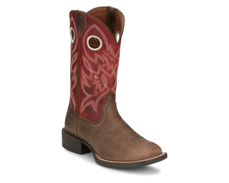 Justin Ladies Liberty Square Toe Boots in Red