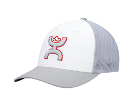 Hooey Coach Flex Fit Mesh Back Baseball Cap Hat White/Grey Small/Medium