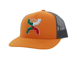 HOOEY Boquillas Adjustable Snapback Mesh Back Trucker Hat (Orange/Grey)
