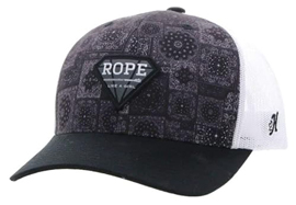 HOOEY Women's Rope Like a Girl Adjustable Snapback Hat Black/White Bandana