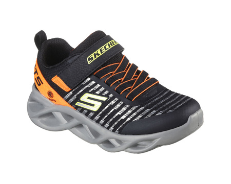 Skechers® Boy's Twisty Brights Novlo Sneakers - Black / Orange