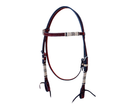 Rawhide Braided Tooled And Stitched Browband Headstall