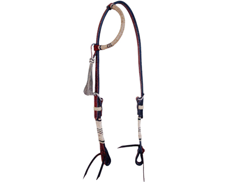 Rawhide Braided Tooled Single Ear Headstall