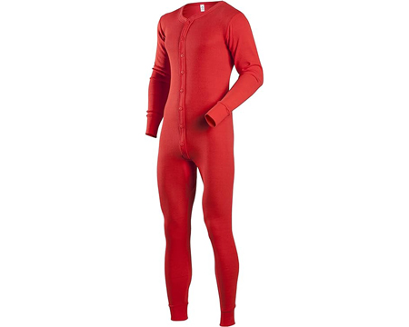 Indera® Men's Classic Rib Knit Cotton Union Suit - Red
