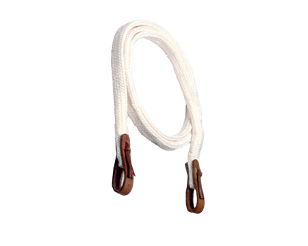 1" Nylon Snaffle Bit Rein 7 Plait Braiding, 8' with Leather Ends