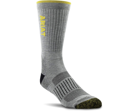 Ariat® Unisex High Performance Mid Calf Tek Work 2PK X-Large Socks - Grey