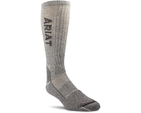 Ariat&reg; Unisex Midweight Merino� Wool Blend Steel Toe Work 2PK Medium Socks - Grey