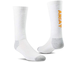 Ariat® Unisex Premium Ringspun Cotton Crew 3PK Medium Socks - White