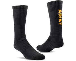 Ariat® Unisex Premium Ringspun Cotton Mid Calf 3PK Medium Socks - Black