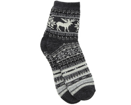 Fireside® Men's Cozy Lodge Crew Socks Moose Styled 1PK Size 8-12.5 - Black