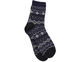 Fireside® Men's Cozy Lodge Crew Socks Snowband Styled 1PK Size 8-12.5 - Blue