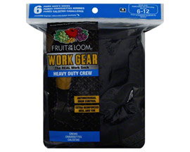 Fruit Of The Loom® Men's Work Gear Heavy Duty Crew 6-12 6PK Socks - Black