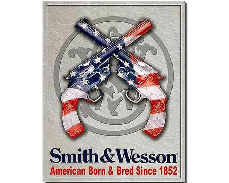 Signs 4 Fun® Metal Garage Sign - Smith & Wesson® 'American Born'