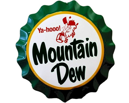 Signs 4 Fun® Metal Garage Sign - Mountain Dew® Bottle Cap