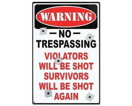 Signs 4 Fun® Metal Garage Sign - No Trespassing Upright